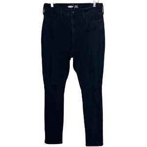 Old Navy Rockstar Super Skinny High Rise Distressed Black Denim Jeans Size 10